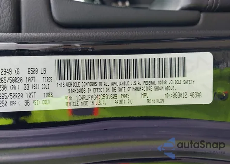 2019 Jeep Grand Cherokee Altitude 4X4 z USA, uszkodzony, nr VIN 1C4RJFAG4KC531609